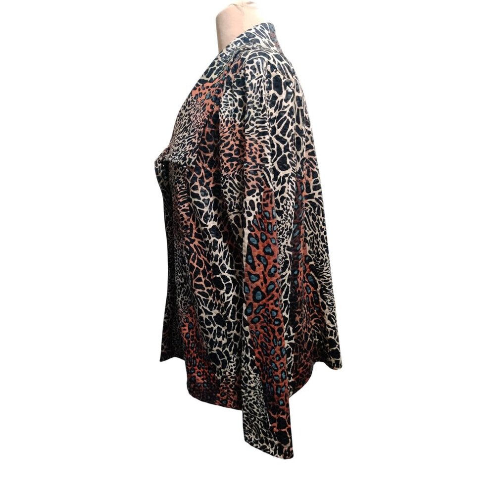 Vintage Simonton Says XL Y2K Glossy Textured Animal Print Statement Jacket Glam - Picture 10 of 12
